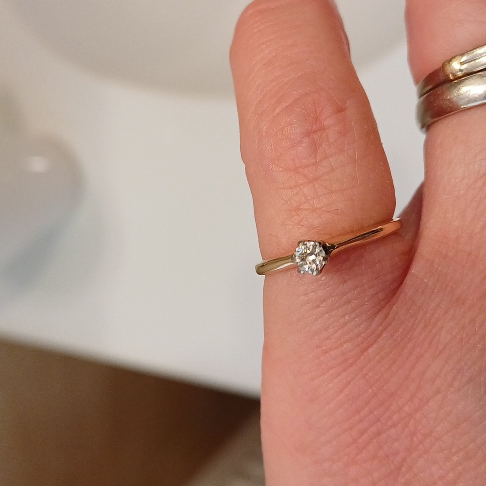 $$$ natural VS2 diamond solitaire ring 0.25 ct size 6 US 14k solid gold certif - Picture 5 of 11